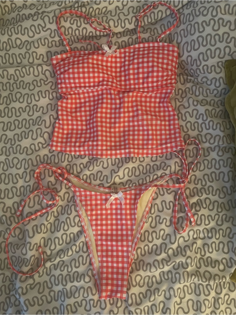 Red Gingham Two-Piece Swim Bikini Set